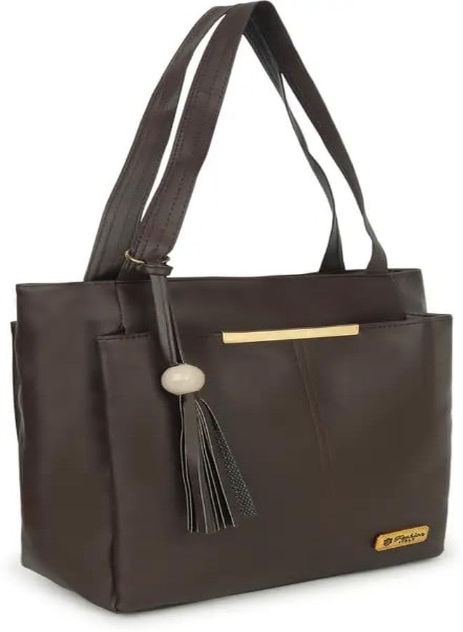 Nexeura Women's Faux Leather Shoulder Handbags Hobo Bag Big Ladies Purse Multiple Compartments Tote Bag for Office and College with Long Strap-(36x13x27cm) (BROWN) - Image 4